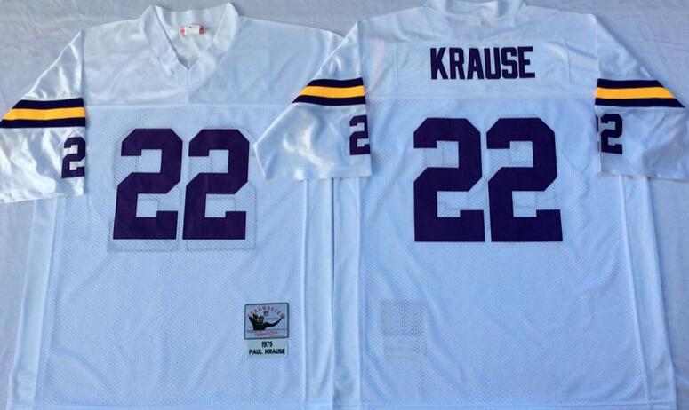 Minnesota Vikings 22 Paul Krause White Throwback men nfl football Jerseys