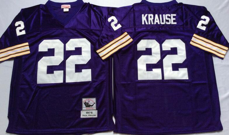 Minnesota Vikings 22 Paul Krause purple Throwback men nfl football Jerseys