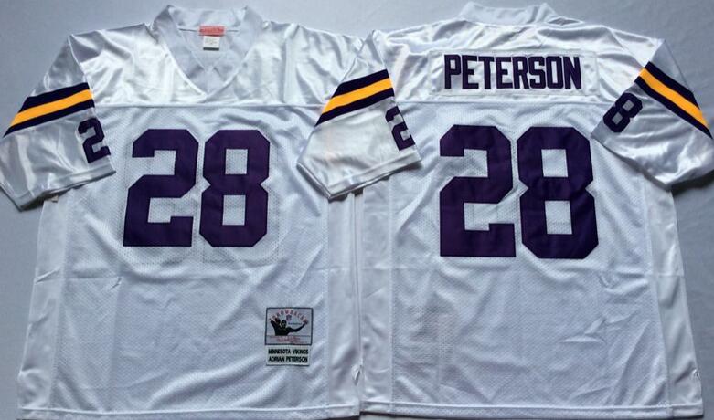 Minnesota Vikings 28 Adrian Peterson White Throwback men nfl football Jersey