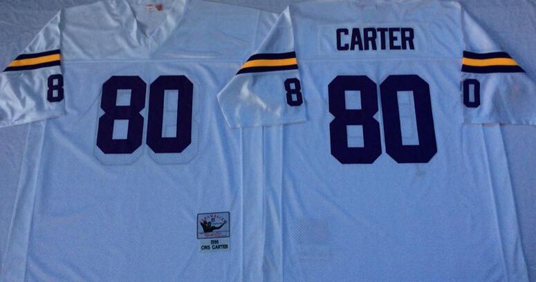 Minnesota Vikings 80 Cris Carter White Throwback men nfl football Jerseys