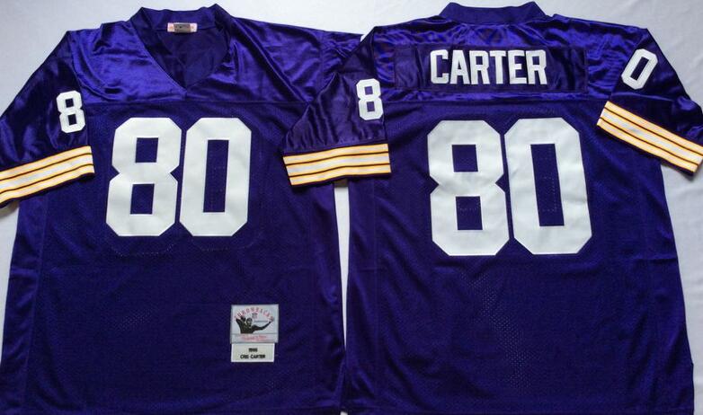 Minnesota Vikings 80 Cris Carter purple Throwback men nfl football Jerseys