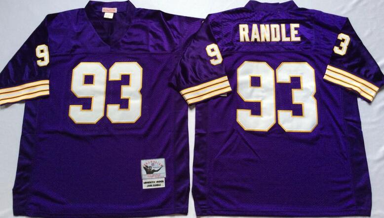 Minnesota Vikings 93 randle purple Throwback men nfl football Jersey