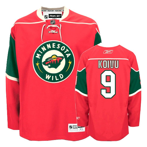 Minnesota Wild 9 KOIVU red men nhl ice hockey  jerseys