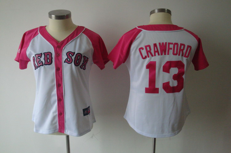 Mlb Boston Red Sox 13# CRAWFORD white women jersey