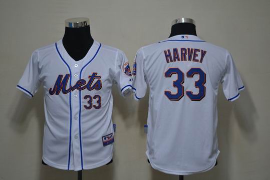 Mlb New York Mets HARVEY 33# white kids jerseys