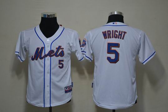 Mlb New York Mets WRIGHT 5 white kids jerseys