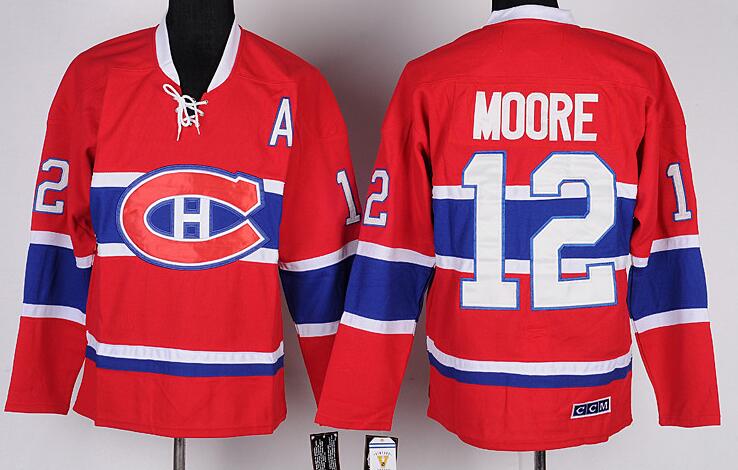 Montreal Canadiens 12 Dominic Moore Red Home CH Throwback nhl ice hockey  jerseys