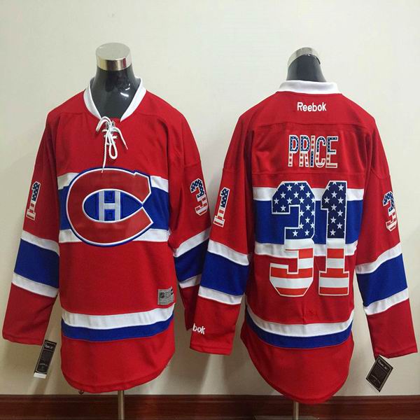 Montreal Canadiens 31 Carey Price red usa flag nhl ice hockey  jerseys