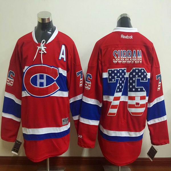 Montreal Canadiens 76 PK Subban USA flag Red Ice nhl ice hockey  jerseys A patch