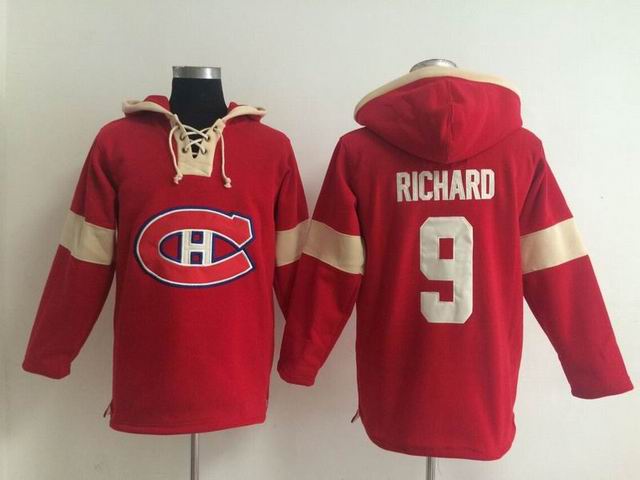 Montreal Canadiens Maurice Richard 9# Red Ice hockey Hooded Sweatshirt