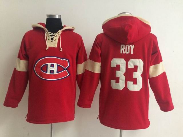 Montreal Canadiens Patrick Roy 33# Red Ice hockey Hooded Sweatshirt