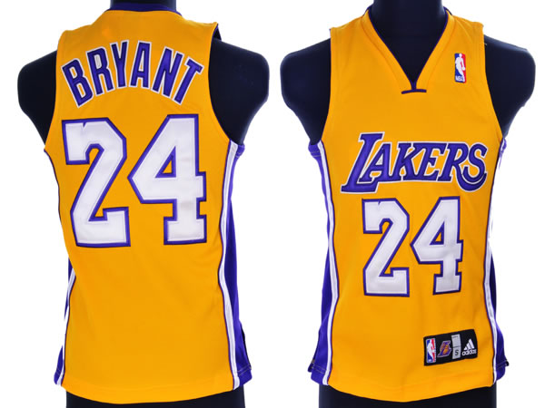 Adidas Los Angeles Lakers #24 Kobe Bryant Yellow NBA  Kid Jerseys