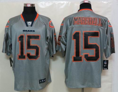 NEW Nike Chicago Bears 15 Marshall Lights Out Grey Elite Jerseys