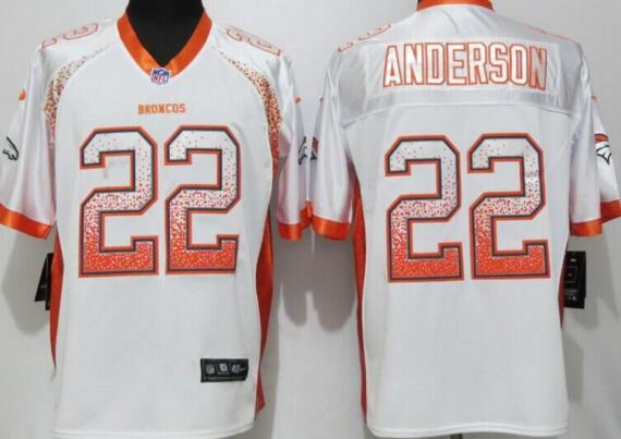 NEW Nike Denver Broncos 22 Anderson Drift Fashion White Elite Jersey