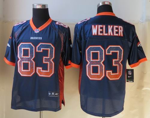 NEW Nike Denver Broncos 83 Welker Drift Fashion Blue Elite Jersey