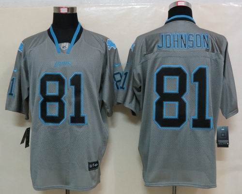 NEW Nike Detroit Lions 81 Johnson Lights Out Grey Elite Jerseys