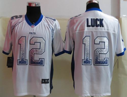 NEW Nike Indianapolis Colts 12 Luck Drift Fashion White Elite Jerseys