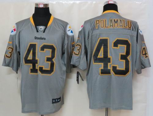 NEW Nike Pittsburgh Steelers 43 Polamalu Lights Out Grey Elite Jerseys