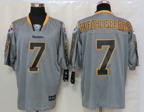 NEW Nike Pittsburgh Steelers 7 Roethlisberger Lights Out Grey Elite Jerseys