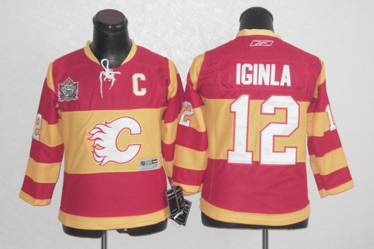 NHL Calgary Flames 12 LGINLA Red kid Jersey