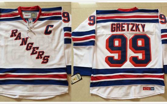 NHL New York Rangers Wayne Gretzky #99 White hockey Jersey