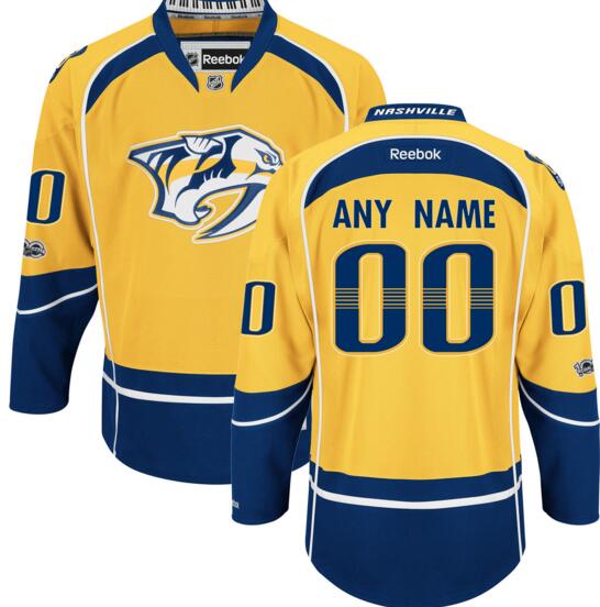 Nashville Predators yellow Road Authentic NHL Jerseys Custom any name number