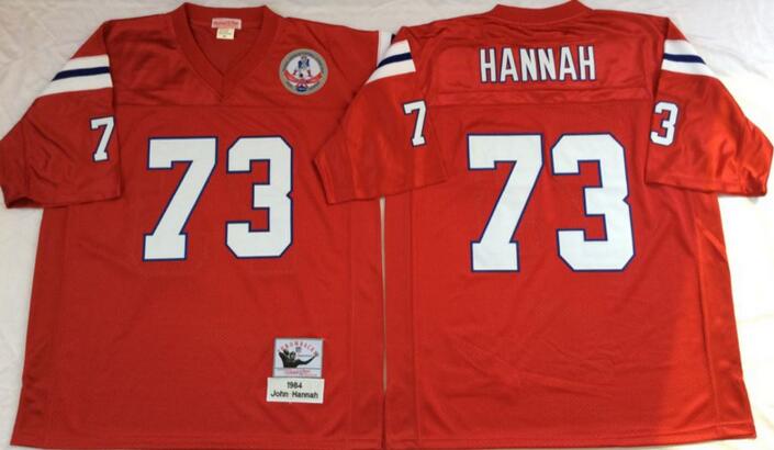 New England patriots 73 John Hannah Red men Throwback NFL football Jerseys