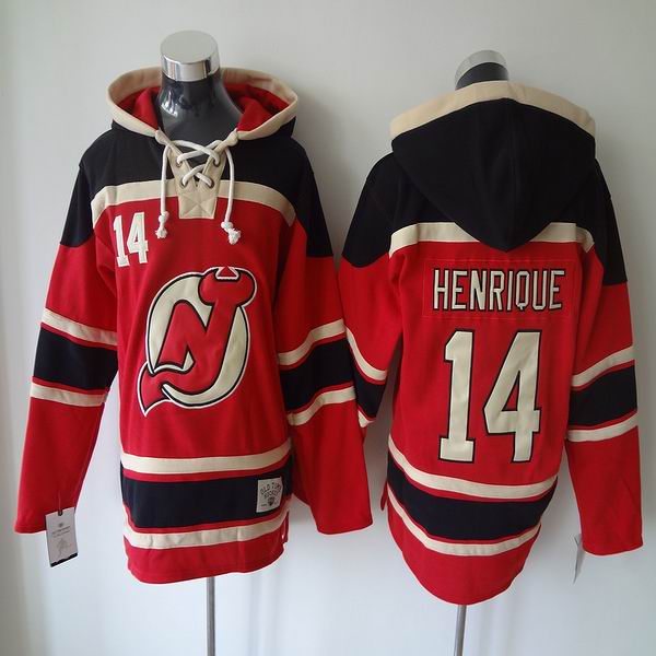 New Jersey Devils #14 Adam Henrique Red black NHL hooded sweatshirt