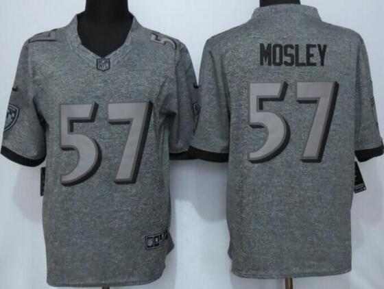 New Nike Baltimore Ravens 57 Mosley Gray Men's Stitched Gridiron Gray Limited Jersey