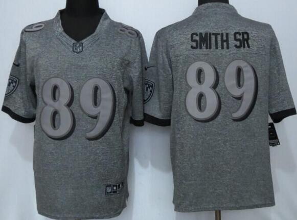 New Nike Baltimore Ravens 89 Smith sr Gray Men's Stitched Gridiron Gray Limited Jersey