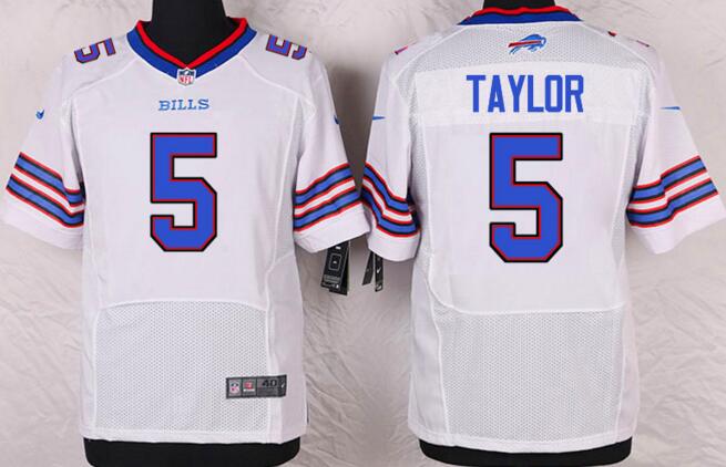 New Nike Buffalo Bills 5 Taylor white football elite Jersey