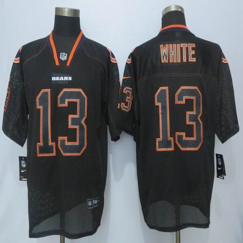 New Nike Chicago Bears 13 White Lights Out Black Elite Jerseys