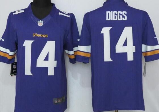 New Nike Minnesota Vikings 14 Dlggs Purple Limited Jerseys