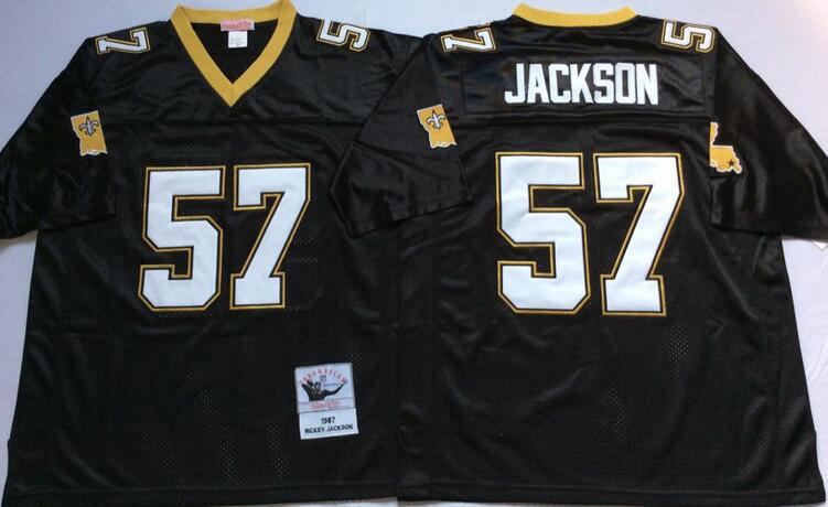 New Orleans Saints 57 Rickey Jackson men black throwback nfl football jersey