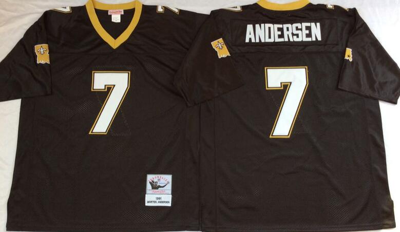 New Orleans Saints 7 Morten Andersen men black throwback nfl football jersey