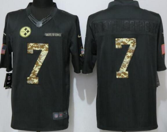 New Pittsburgh Steelers 7 Roethlisberger Anthracite Salute To Service Limited Jersey