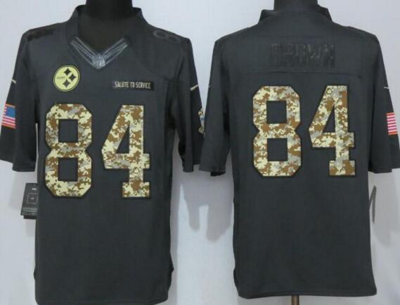 New Pittsburgh Steelers 84 Brown Anthracite Salute To Service Limited Jersey