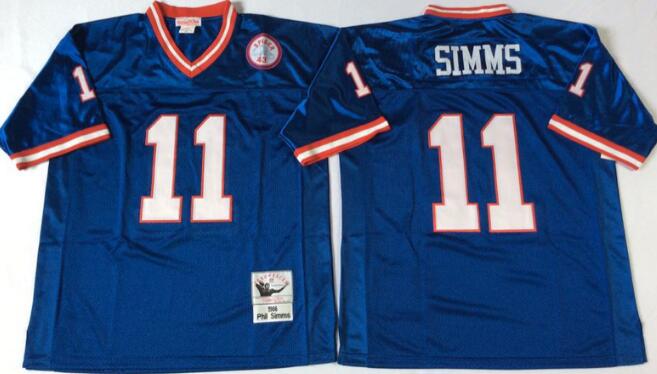 New York Giants 11 Phil Simms Throwback blue nfl Jersey