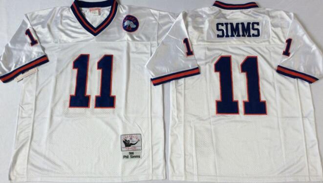 New York Giants 11 Phil Simms Throwback white Jersey