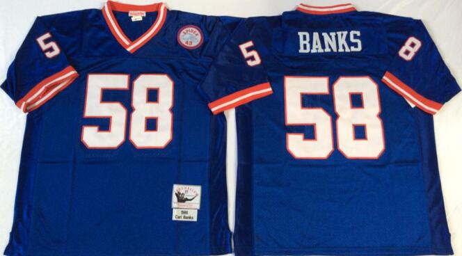 New York Giants 58 banks blue Throwback nfl Jersey