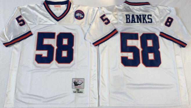 New York Giants 58 banks white Throwback nfl Jersey