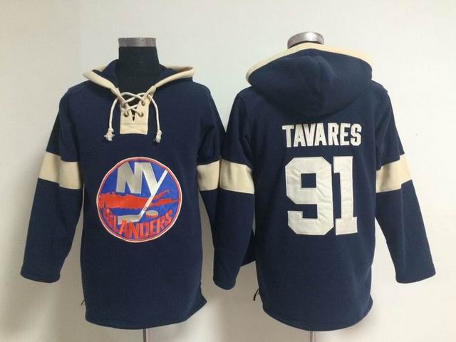 New York Islanders 19 John Tavares Blue Ice hockey Hooded Sweatshirt