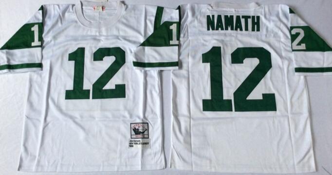 New York Jets 12 Joe Namath White men Throwback NFL football Jerseys