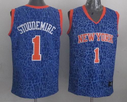 New York Knicks 1 STOUDEMIRE blue Decorative pattern basketball jerseys