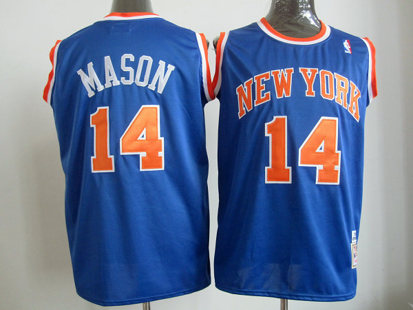 New York Knicks 14 Mason Blue  Throwback adidas men nba basketball jersey