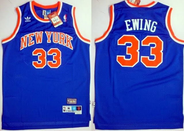 New York Knicks 33 Patrick Ewing  Blue nba basketball Jersey