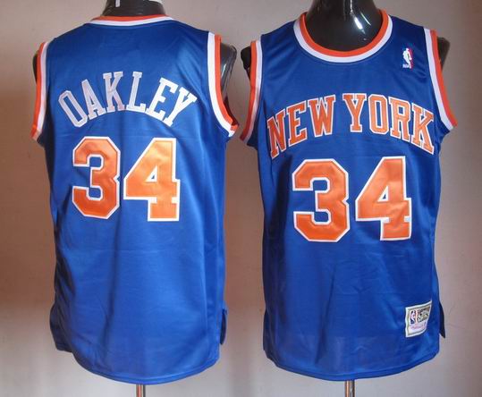 New York Knicks 34 OAKLEY blue throwback nba Jersey