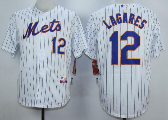 New York Mets 12 Juan Lagares White stripe men baseball mlb jersey