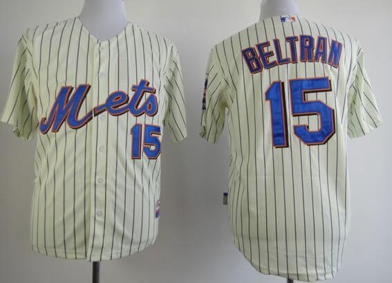 New York Mets 15 Beltran Pinstripe white MLB Jersey