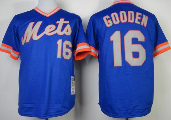 New York Mets 16 Dwight Gooden throwback blue mlb jersey